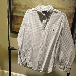Ralph Lauren checkered dress shirt blue and white good condition